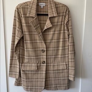 Veronica M Beige Plaid Women's Blazer